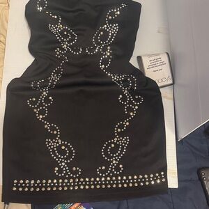 Speechless Black spaghetti strap Dress with Silver and Gold Studs
